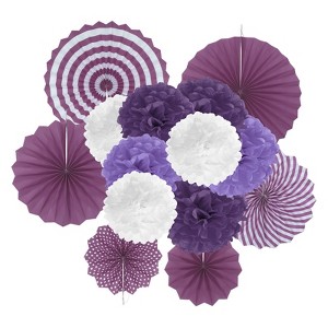 Unique Bargains Paper Decorative Round Pattern Party Decorative Folding Fans - 1 of 4