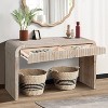 VYNXARIA 59inch Farmhouse Curved Vintage Storage Sideboard with Large Wooden Handles,Vertical Wood Grain Carving and Adjustable Shelves - 4 of 4