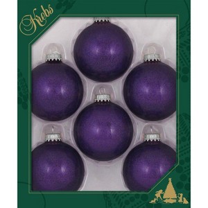 Christmas By Krebs - 67mm / 2.625" Designer Glass Baubles [8 Pieces] - Lilac Purple Sparkle - 1 of 1