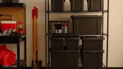 Heavy Duty Black and Yellow Stackable Storage Totes with Lids