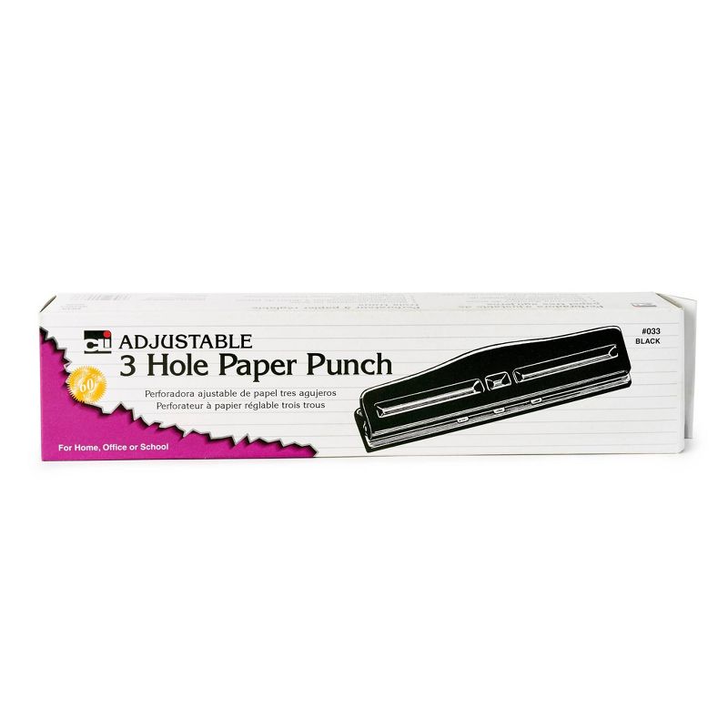 2pk Adjustable 3-Hole Paper Punch Black - Charles Leonard, 3 of 4