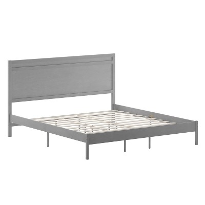 Taylor & Logan King Amara Wooden Platform Bed with Headboard Gray: 5-Year Warranty, Wood Frame, No Box Spring Needed