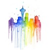 Men's Design By Humans Seattle Skyline Rainbow Watercolor By OlechkaDesign Tank Top - 2 of 3