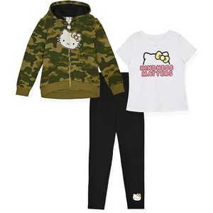 Hello Kitty Toddler/Little and Big Girls 3-Piece Hoodie, T-Shirt & Legging Sets - 1 of 4