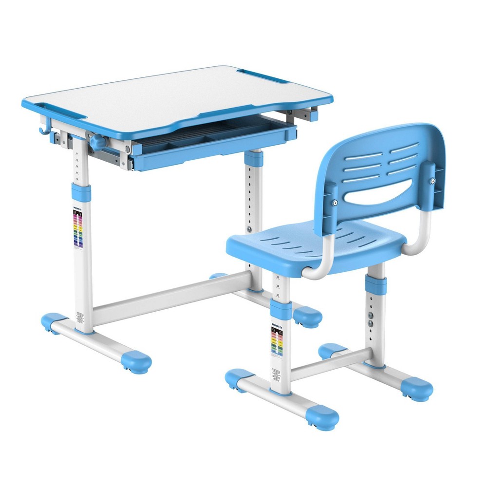 Mount-It! Kids' Desk and Chair Set Blue: MDF Art Desk for Creativity, School & Student Use, Ages 3-10, Includes Drawer