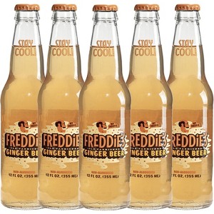 Freddie’s Old Fashioned Soda - Ginger Beer 12oz Bottles - 5 Pack - Spicy Ginger Mixed with Brown Sugar Caramelized Sweetness - 1 of 4