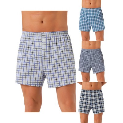 INSPIRE CHIC Men's 3 Pack Classic Plaid Pattern Boxer Shorts