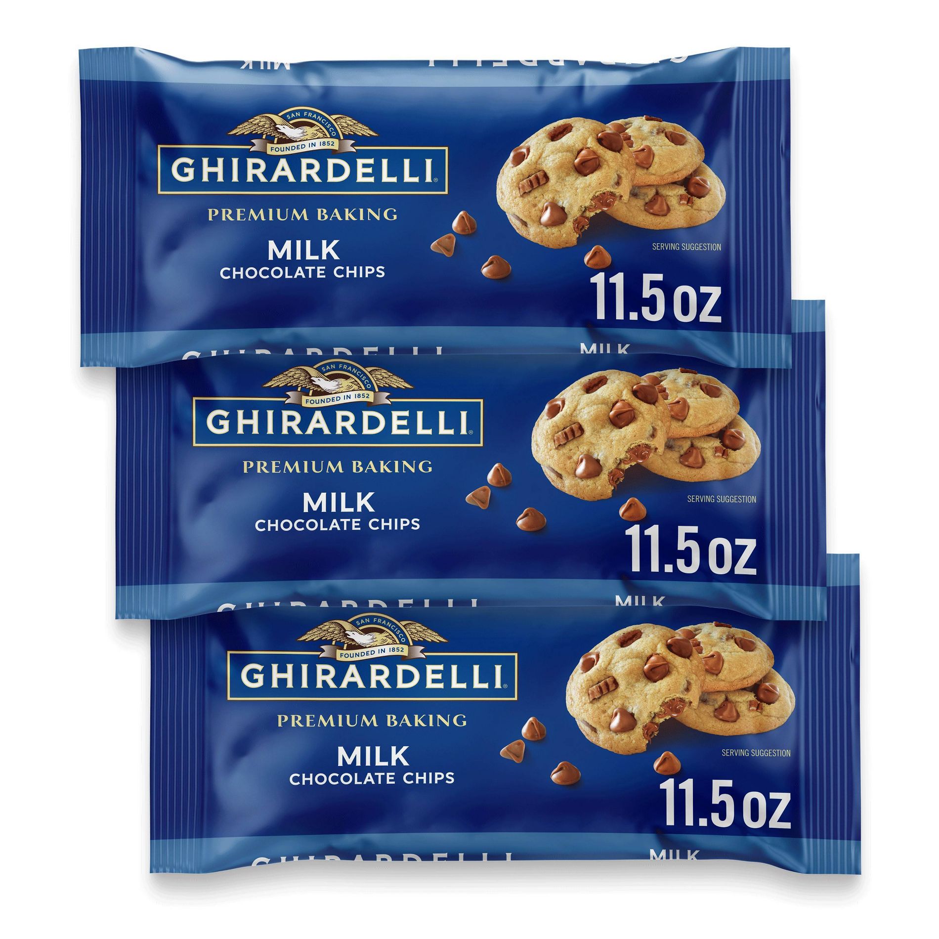 Ghirardelli 3 Count/11.5oz Each Premium Baking Milk Chocolate Chips