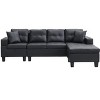 Sectional Sofa Set for Living Room with L Shape Chaise Lounge ,cup holder and Left or Right Hand Chaise Modern 4 Seat (BLACK) - 3 of 4