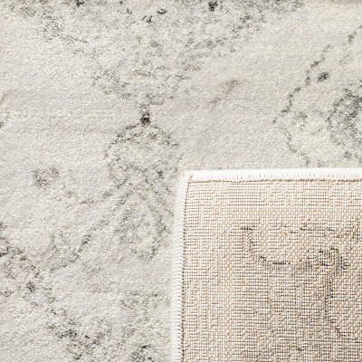 Gray Rectangular Stain-Resistant Synthetic Area Rug, 3' x 5'