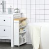 kleankin Slim Bathroom Cabinet with Castor Wheels Storage Organizer and Wood Shelves To Fit In Small Spaces, White - 2 of 4