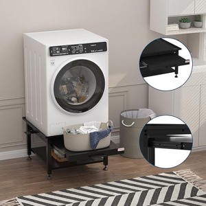 27" Wide Washer and Dryer Pedestals with Basket Shelf, 16" Hight Laundry Pedestal with Adjustable Anti-Vibration Pads,Drain Pan Hose,1000 lbs Capacity - 1 of 4