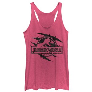 Women's Jurassic World: Fallen Kingdom Logo Scales Slash Racerback Tank Top - 1 of 3