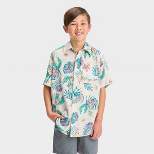 Boys' Jurassic Park Short Sleeve Woven Button-Up Shirt - Beige
