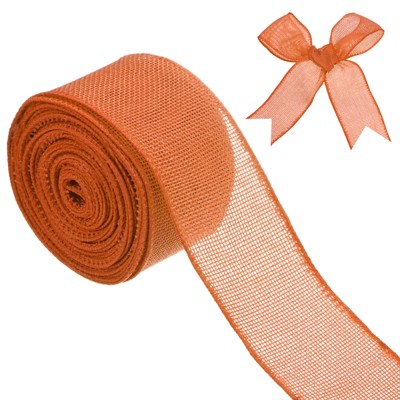 Unique Bargains Burlap Wired Edge Durable Thick Fabric Ribbons for DIY Crafts 1 Pc