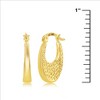 Classic Gold 14K Yellow Gold, Oval Textured & D-C Oval Hoop Earrings - Gold - 2 of 3