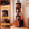 Vynxaria Rotating Bookshelf, 360 Degree Display 5 Tier Corner Bookshelf with Drawer for Small Space, Floor Standing Bookcase Storage Rack,WALNUT - 4 of 4