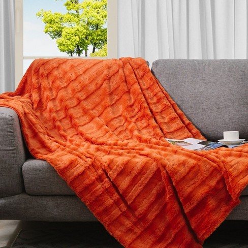 Cheer Collection Ultra Soft Faux Fur Throw Blanket - Rust (88