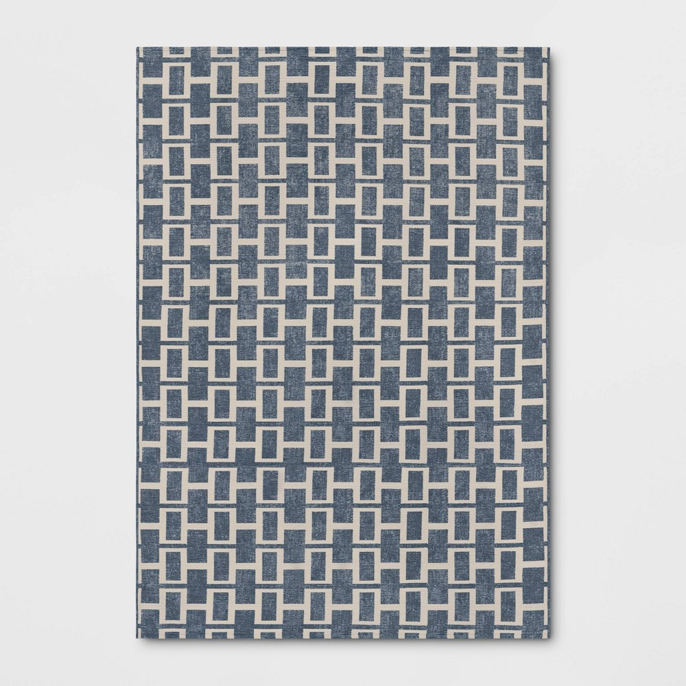 Photos - Area Rug 7'x10' Modern Geometric Outdoor  Blue - Threshold™