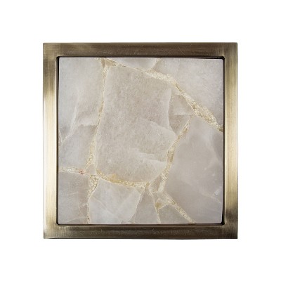 Gold Square Metal Drink Table with Quartz Top