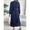 Coolmee Women's Polka Dot Pleated V Neck A Line Fall Semi Formal Long Sleeve Business Casual Flowy Maxi Dress - 3 of 4