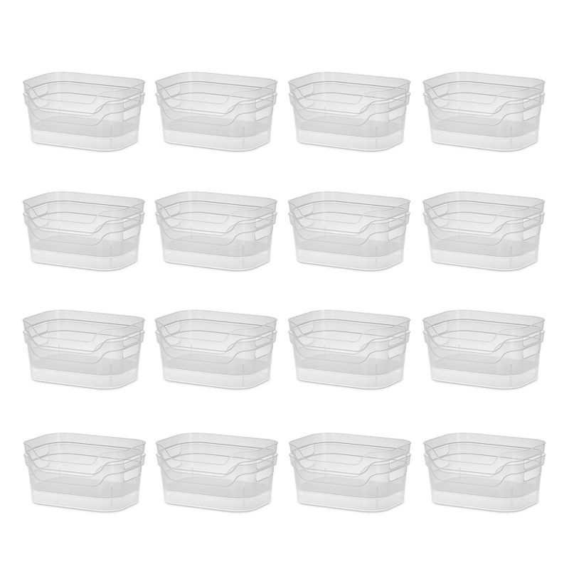 Sterilite 9.5 x 6.5 x 4 Inch Small Open Scoop Front Clear Storage Bin with Comfortable Carry Through Handles for Household Organization, 1 of 7