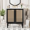 KWPZQEB 30" Farmhouse Bathroom Vanity with Ceramic Sink, Wooden Vanity Cabinet with Handwoven Rattan Doors & Soft Closing Door, Easy Assembly - 2 of 4