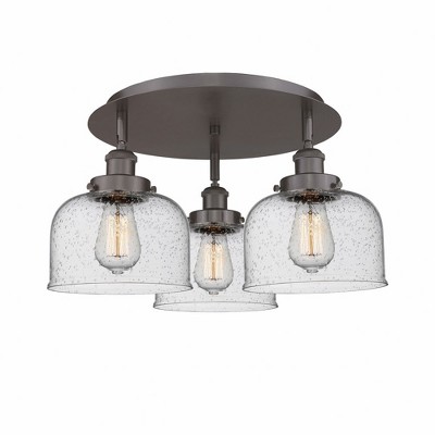 Bell - 3 Light Flush Mount In Art Deco Style-9.25 Inches Tall and 19.75 Inches Wide
