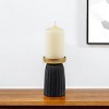 HomeRoots 6" Black And Gold Striped Aluminum Tabletop Pillar Candle Holder - 2 of 4