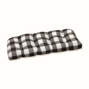 Anderson Wicker Outdoor Loveseat Cushion Black - Pillow Perfect: Weather-Resistant Patio Bench Seat Cushion - 1 of 4