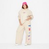Adult Poppi Stay Juicy Wide Leg Graphic Sweatpants - Beige - 3 of 4
