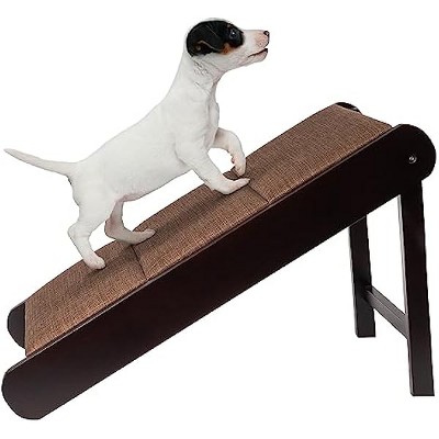 Pet Ramp - Foldable Wooden Dog Ramp for Getting onto Beds, Couches, or Into Vehicles - Dog Accessories for Small Dogs by PETMAKER (Brown)