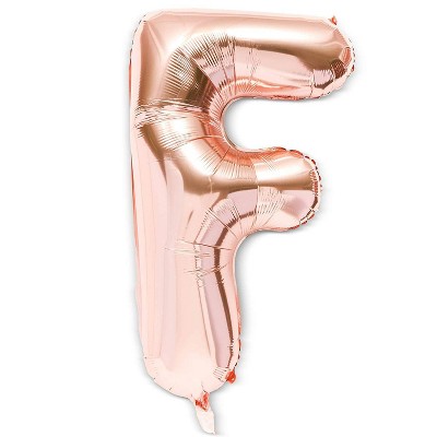 Sparkle and Bash 2 Packs Jumbo Letter "F" Rose Gold Foil Balloons 40" for Party Decorations