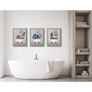 16" x 20" Blake Mid Century Duckie in The Tub Framed Printed Glass by Rachel Lee of My Dream Wall Gray - Kate & Laurel All Things Decor - 1 of 4