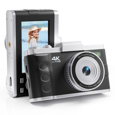 SUGIFT 64MP Digital Camera with 4K Video, 16X Zoom, Flip Screen, Autofocus, Type-C Charging, and 32GB Card
