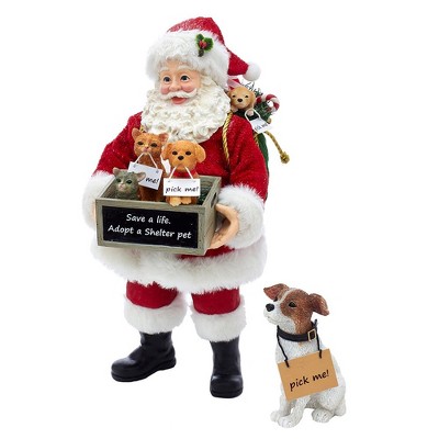 Kurt Adler 10.5" Fabriche Adopt-a-Pet Santa with Dog, 2 Piece Set