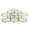 6pcs Small Stainless Steel Coffee Table with Double-Layer Tempered Glass and Polygonal Design for Living Room - 2 of 4