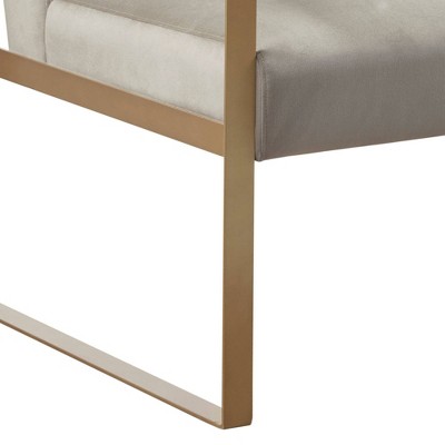 Taupe Velvet Club Accent Chair with Gold Metal Frame