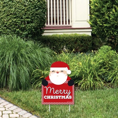 Big Dot of Happiness Jolly Santa Claus Merry Christmas - Outdoor Lawn Sign - Christmas Party Yard Sign - 1 Piece