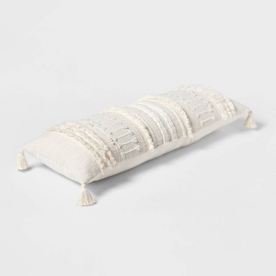 Oversized Oblong Woven Knotted Fringe Decorative Throw Pillow Natural - Threshold&#8482;_3