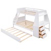 Grungis Twin over Full Loft Bed with Trundle and Built-in Desk,Bunk Bed with 3 Storage Drawers and Shelf,Modern Loft and Bunk Bed for Bedroom - 4 of 4