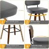 Bekrvio 26"/29" Mid-Century Modern Swivel Bar Stools Set of 1/2/3/4- Faux Leather Upholstered with Back and Bent Wood Legs,Ideal for Kitchen Island - 3 of 4
