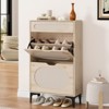 Shoe Cabinet, Rattan Shoe Storagewith 2 Flip Drawer and 1 Pull-Out rawer, Heavy Duty Metal Leg, Adjustment Shelf, For Front Door Entrance, Black - 4 of 4