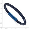 Chisel Stainless Steel Polished Blue IP-plated and Navy Blue Leather 8.25" Bracelet - 4 of 4