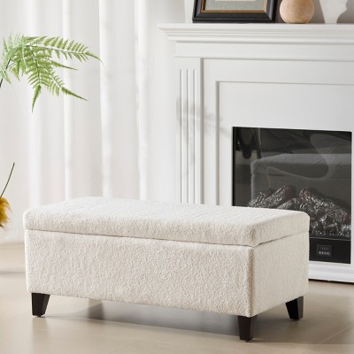 FURNIinspire Ottomans And Benches Storage Ottoman End of Bed Bench Living Room Large Ottoman with Flip-Top Lid, White, 39"*19.25"*16.5"