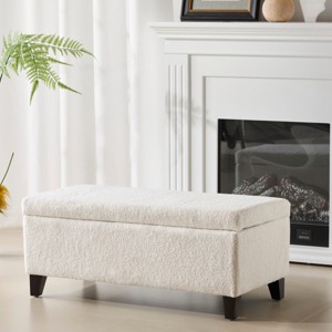 FURNIinspire Ottomans And Benches Storage Ottoman End of Bed Bench Living Room Large Ottoman with Flip-Top Lid, White, 39"*19.25"*16.5" - 1 of 4