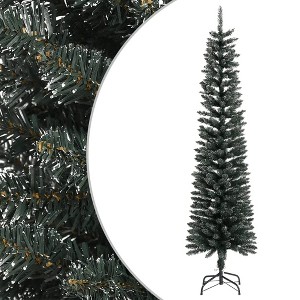 vidaXL Artificial Slim Christmas Tree – 7ft Tall Festive Tree with Steel Stand, Decorated with White Snow - 1 of 4