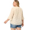 Agnes Orinda Women's Plus Size 3/4 Flare Sleeve V Neck Ruffle Lace Semi Sheer Button Down Shirts - 4 of 4