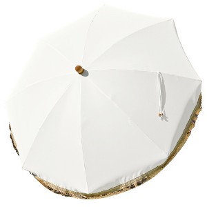LAGarden 6 Ft Patio Umbrella Replacement Canopy Top Cover Jazz Age Beige with gold sequin Ivory with gold sequin - 1 of 4