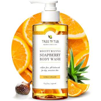 Tree To Tub Citrus Body Wash for Dry Skin - pH Balanced Moisturizing Chemical Free Body Soap for Women & Men with Organic Shea Butter, Aloe Vera